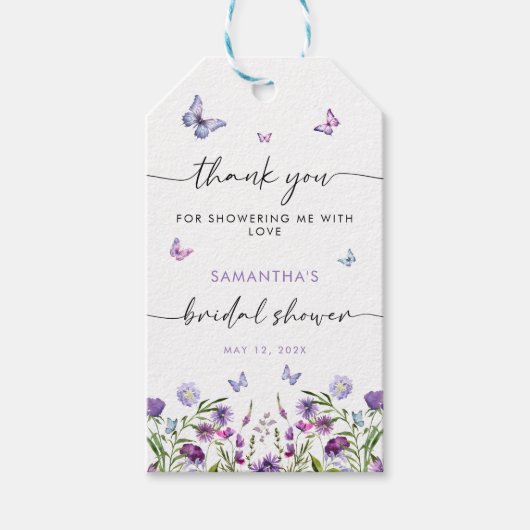 蝶モダンブライダルシャワーウェルカムサイン ギフトタグ (正面)