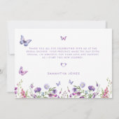 蝶モダンブライダルシャワーウェルカムサイン サンキューカード (裏面)