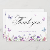 蝶モダンブライダルシャワーウェルカムサイン サンキューカード (正面/裏面)