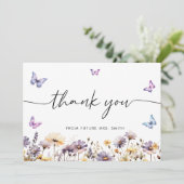 蝶モダンブライダルシャワーウェルカムサイン サンキューカード (スタンド正面)
