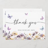 蝶モダンブライダルシャワーウェルカムサイン サンキューカード (正面/裏面)