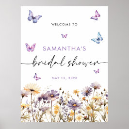 蝶モダンブライダルシャワーウェルカムサイン ポスター