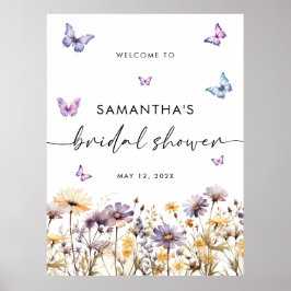 蝶モダンブライダルシャワーウェルカムサイン ポスター