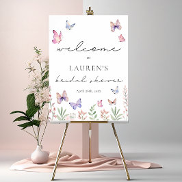 蝶モダンブライダルシャワーウェルカムサイン ポスター