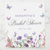 蝶モダンブライダルシャワーウェルカムサイン ワインラベル (シングルラベル)