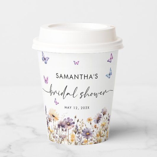 蝶モダンブライダルシャワーウェルカムサイン 紙コップ (正面)