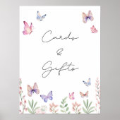 蝶モダンブライダルシャワーカードとギフト ポスター (正面)