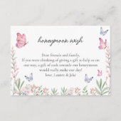 蝶モダンブライダルシャワーハネムーンウィッシュ エンクロージャーカード (正面)