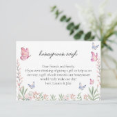 蝶モダンブライダルシャワーハネムーンウィッシュ エンクロージャーカード (スタンド正面)