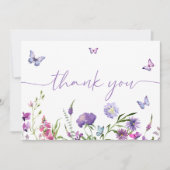 蝶モダンブライダルシャワーフローラ サンキューカード (正面)