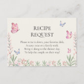 蝶モダンブライダルシャワーレシピ要求 エンクロージャーカード (正面)