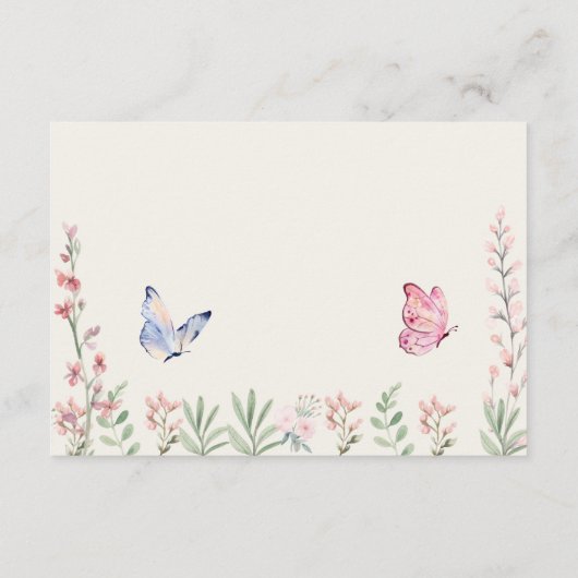 蝶モダンブライダルシャワーレシピ要求 エンクロージャーカード (裏面)