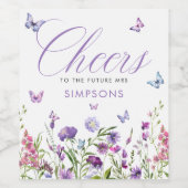 蝶モダンブライダルシャワー応援 ワインラベル (シングルラベル)