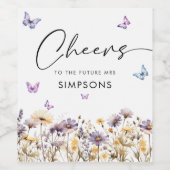 蝶モダンブライダルシャワー応援 ワインラベル (シングルラベル)