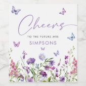 蝶モダンブライダルシャワー応援 ワインラベル (シングルラベル)