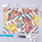 蝶モダン付き幾何模様 薄葉紙 (クラフト)