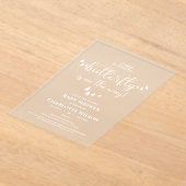 蝶モダン書ミニマル道ベビーシャワー アクリル招待状 (レイダウン)