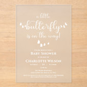 蝶モダン書ミニマル道ベビーシャワー アクリル招待状 (正面)