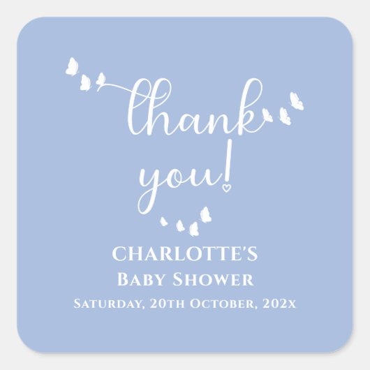 蝶モダン書ミニマル道ベビーシャワー スクエアシール (正面)