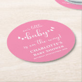 蝶モダン書ミニマル道ベビーシャワー ラウンドペーパーコースター (アングル)