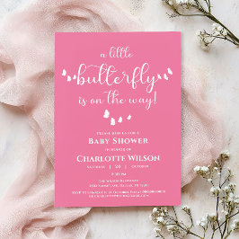 蝶モダン書ミニマル道ベビーシャワー 招待状