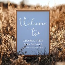 蝶モダン書道赤ちゃんシャワーへようこそ ポスター