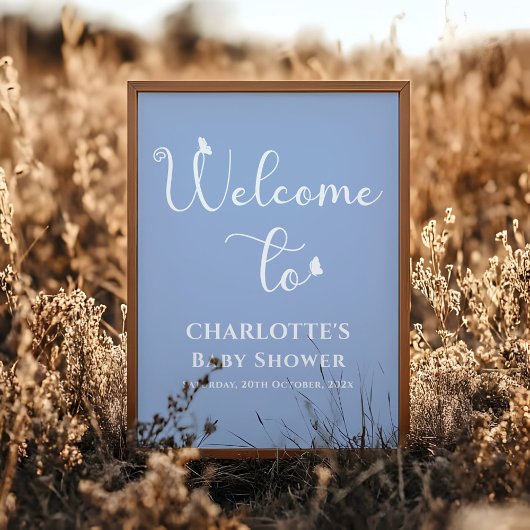 蝶モダン書道赤ちゃんシャワーへようこそ ポスター
