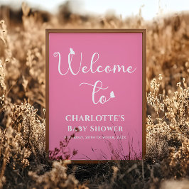 蝶モダン書道赤ちゃんシャワーへようこそ ポスター