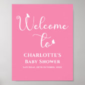 蝶モダン書道赤ちゃんシャワーへようこそ ポスター (正面)