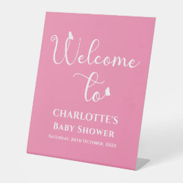 蝶モダン書道赤ちゃんシャワーへようこそ 台座サイン