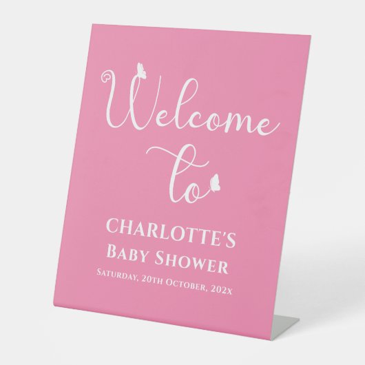 蝶モダン書道赤ちゃんシャワーへようこそ 台座サイン (正面)