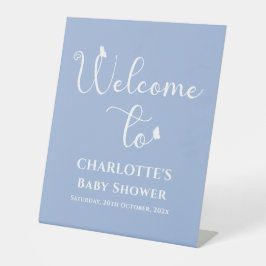 蝶モダン書道赤ちゃんシャワーへようこそ 台座サイン