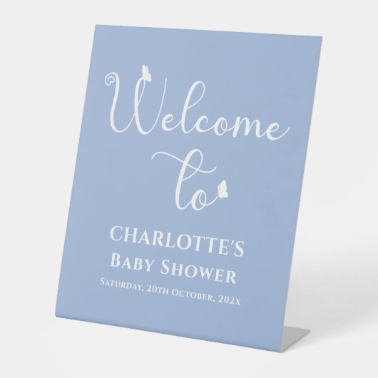 蝶モダン書道赤ちゃんシャワーへようこそ 台座サイン (正面)