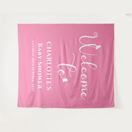 蝶モダン書道赤ちゃんシャワー背景 タペストリー (正面(横))