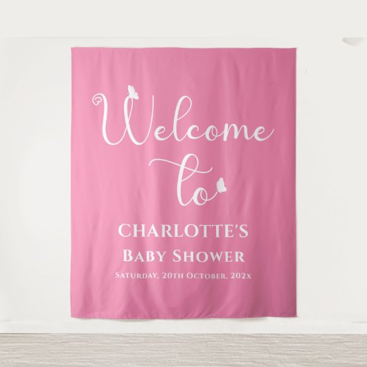 蝶モダン書道赤ちゃんシャワー背景 タペストリー (正面)