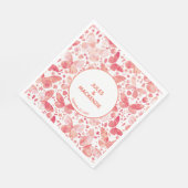 蝶モダン水色コーラルピンク スタンダードランチョンナプキン (角)