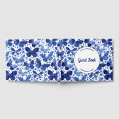 蝶モダン水色ブルー ゲストブック (全面)