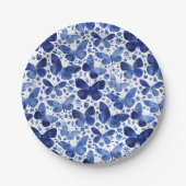 蝶モダン水色ブルー ペーパープレート (正面)
