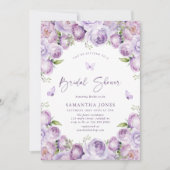 蝶モダン紫ブライダルシャワー 招待状 (正面)
