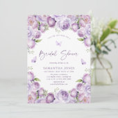 蝶モダン紫ブライダルシャワー 招待状 (スタンド正面)