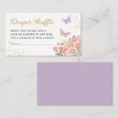 蝶モダン赤ちゃんシャワーおむつラッフルチケット エンクロージャーカード (正面/裏面)