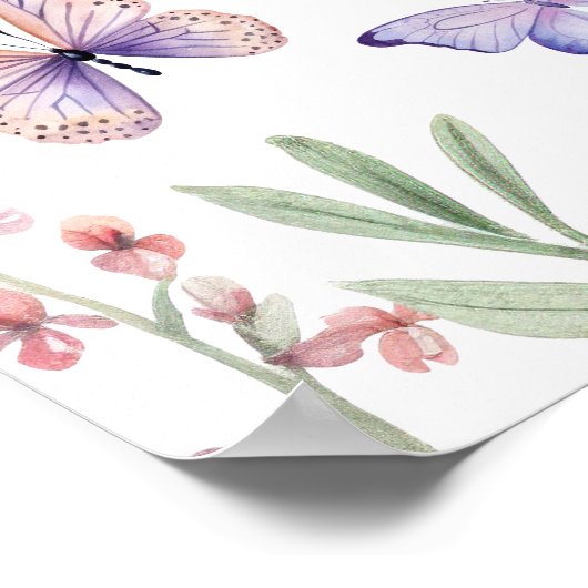 蝶モダン赤ちゃんシャワー歓迎サイン ポスター (角)