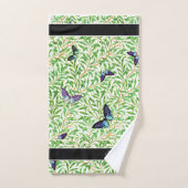 蝶モダン青スタイリッシュモノグラム バスタオルセット (ハンドタオル)