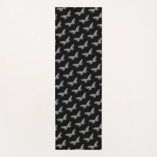 蝶モダン黒ヨガマット ヨガマット (正面)