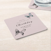 蝶モダンANYマイルストーンアダルト誕生日 スクエアペーパーコースター (アングル)