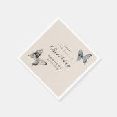 蝶モダンANYマイルストーンアダルト誕生日 スタンダードカクテルナプキン (角)