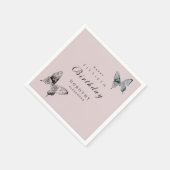 蝶モダンANYマイルストーンアダルト誕生日 スタンダードカクテルナプキン (角)