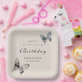 蝶モダンANYマイルストーンアダルト誕生日 ペーパープレート (パーティー)