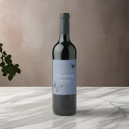 蝶モダンANYマイルストーンアダルト誕生日 ワインラベル