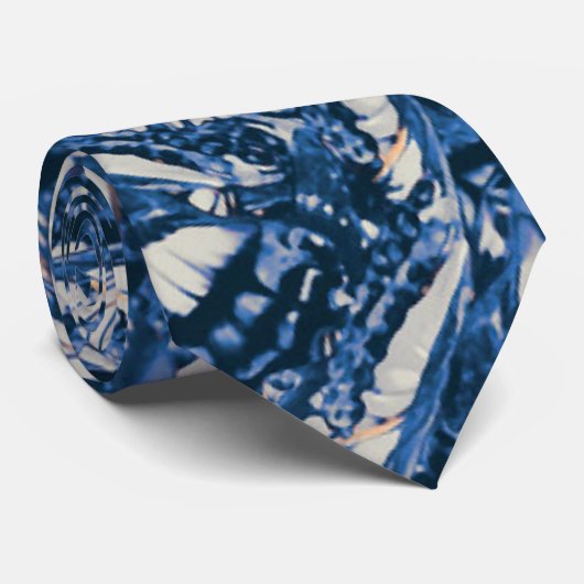 蝶モチーフのコラージュ模様 ネクタイ (ロール)